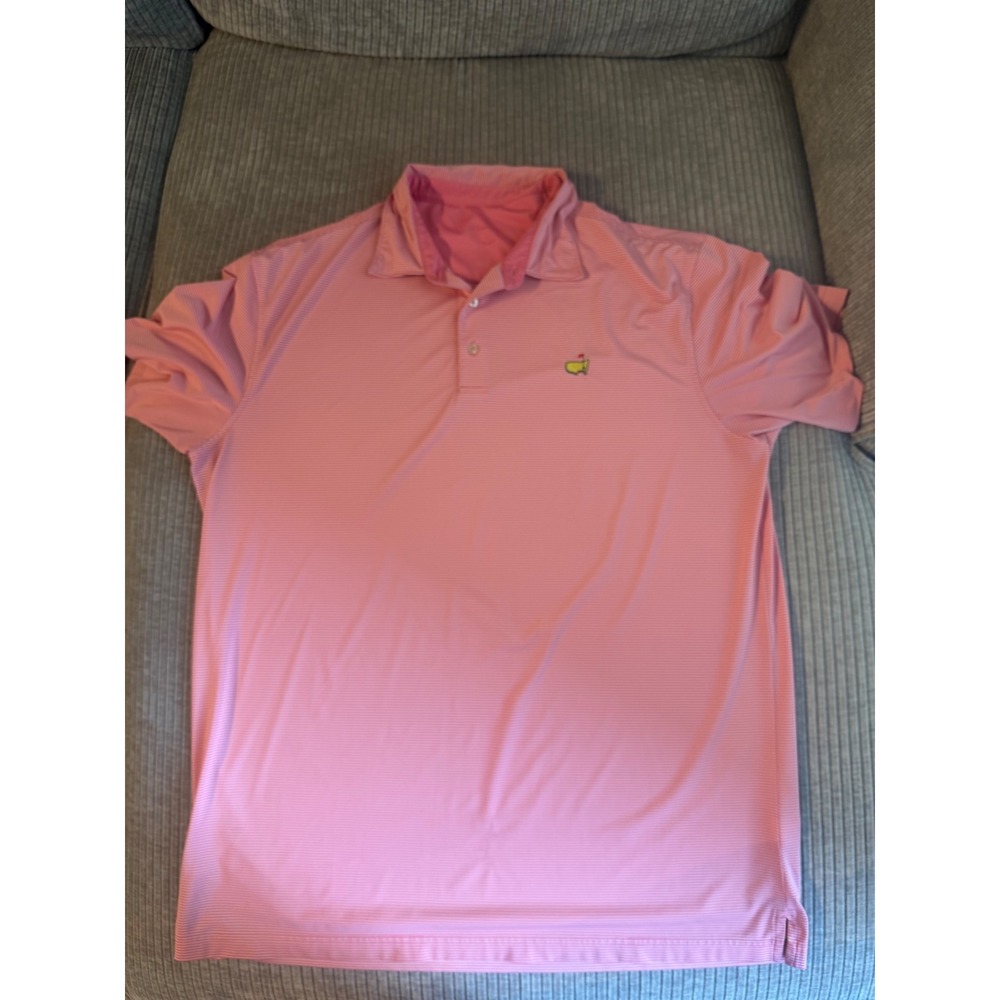 Masters Tech Golf Polo Shirt Mens XL Pink White Stripe MT2155-302 Short Sleeve